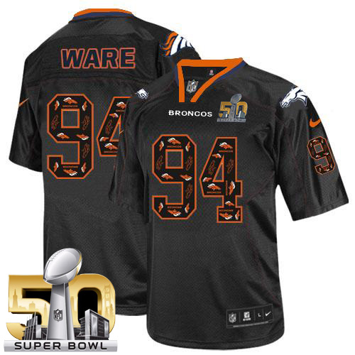 Men's Elite DeMarcus Ware Super Bowl L Nike Jersey New Lights Out Black - #94 NFL Denver Broncos